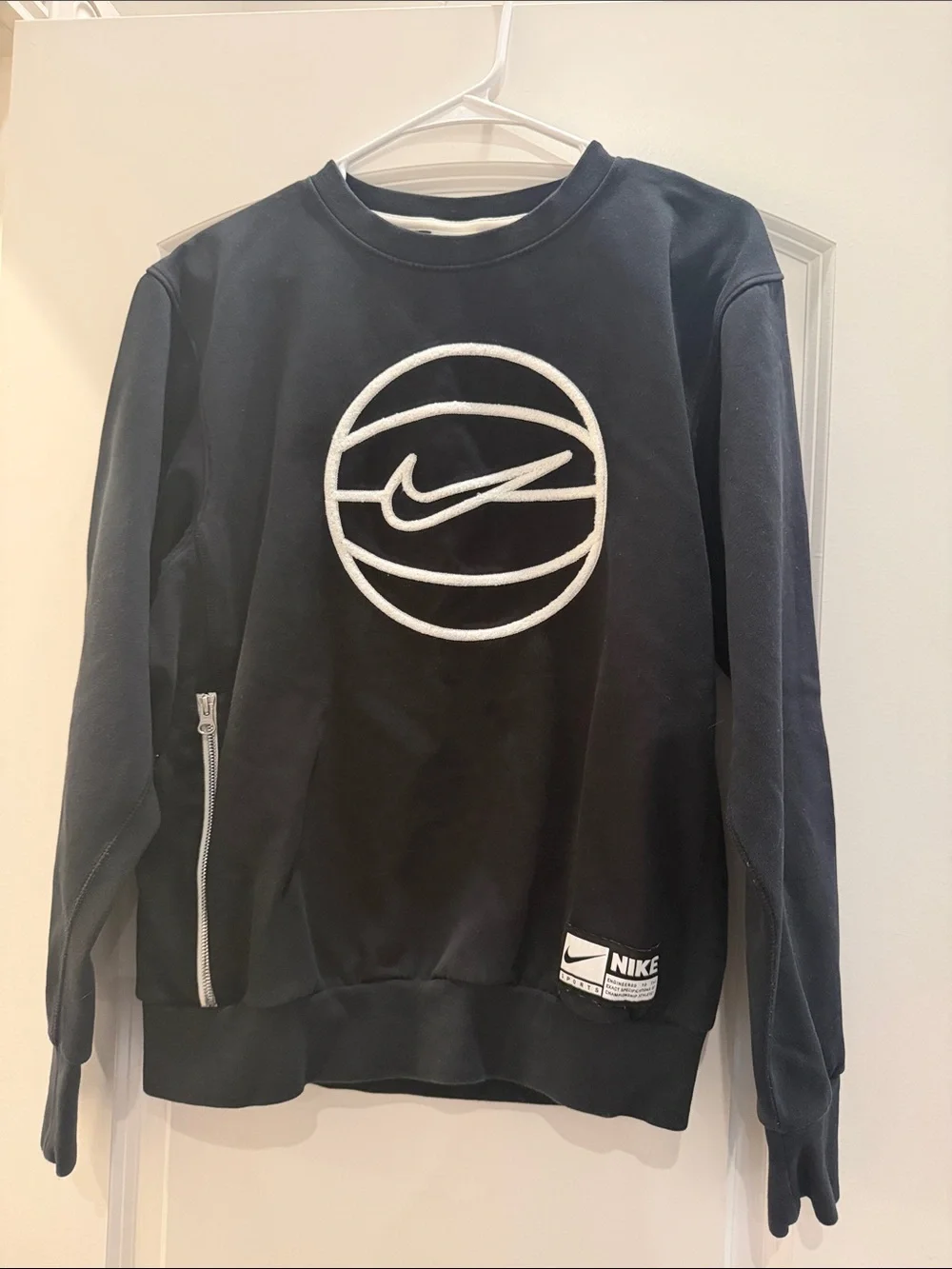 Nike Black Crewneck Sweatshirt with White Embroidered Logo